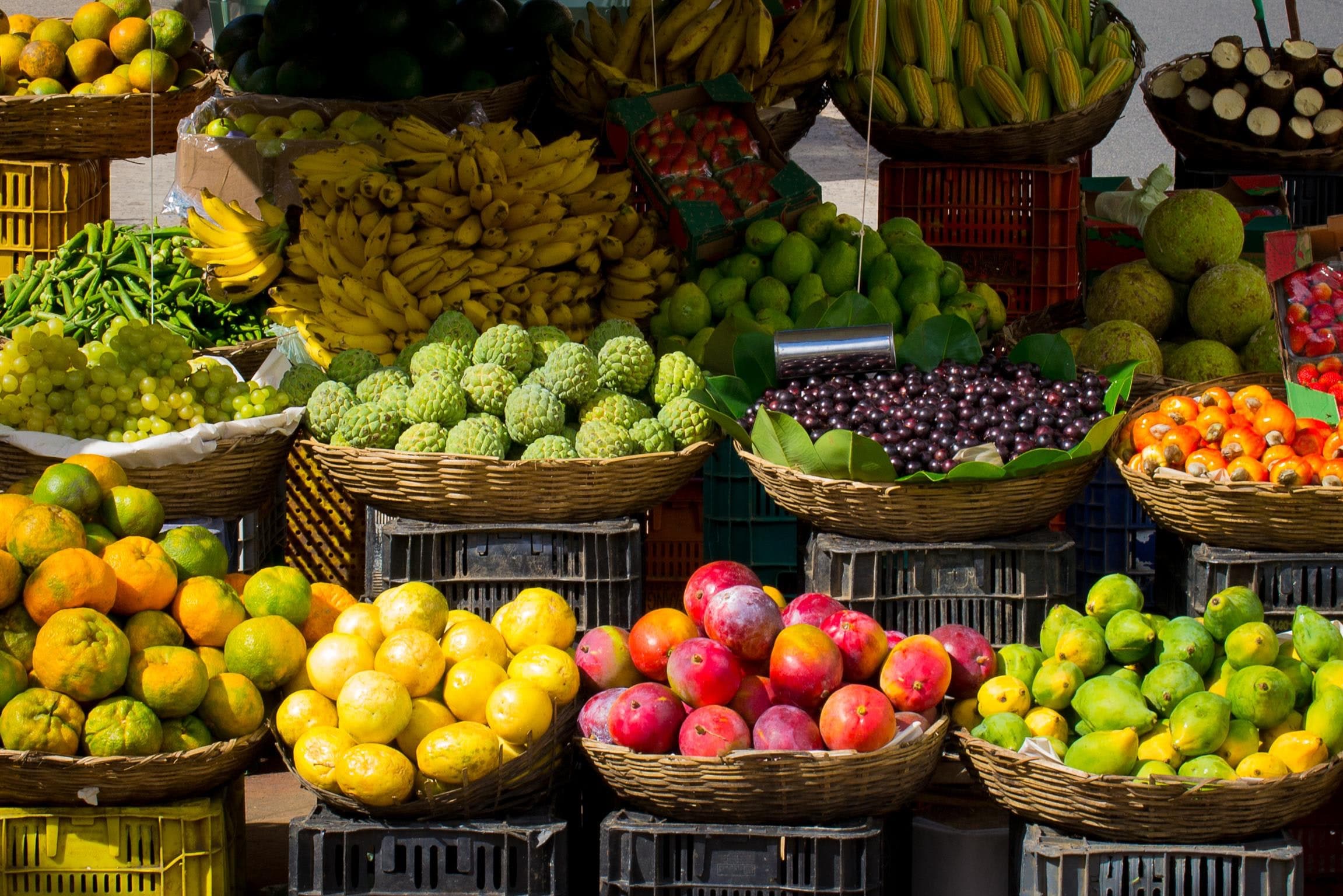 foto-ilustrativa-amplia-variedad-frutas-duraznos-naranjas-mercado-callejero