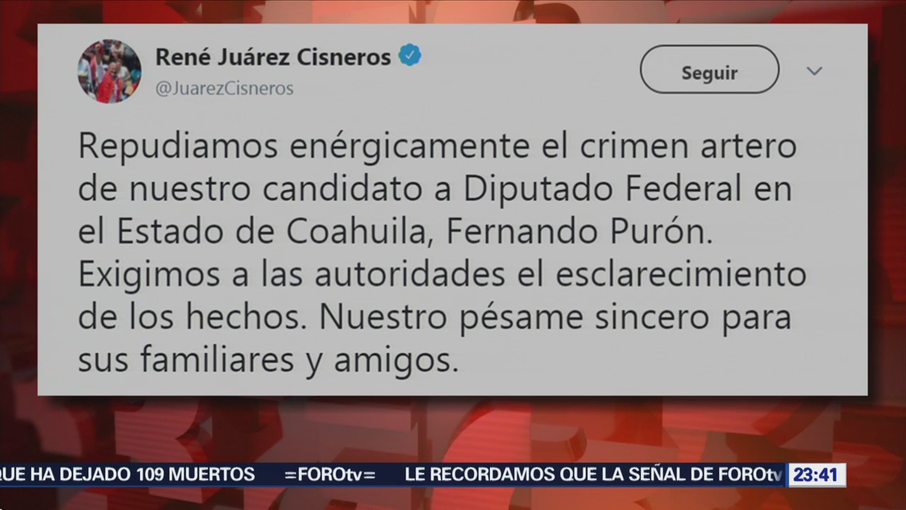 Presidente Nacional PRI Condena Asesinato Fernando Purón
