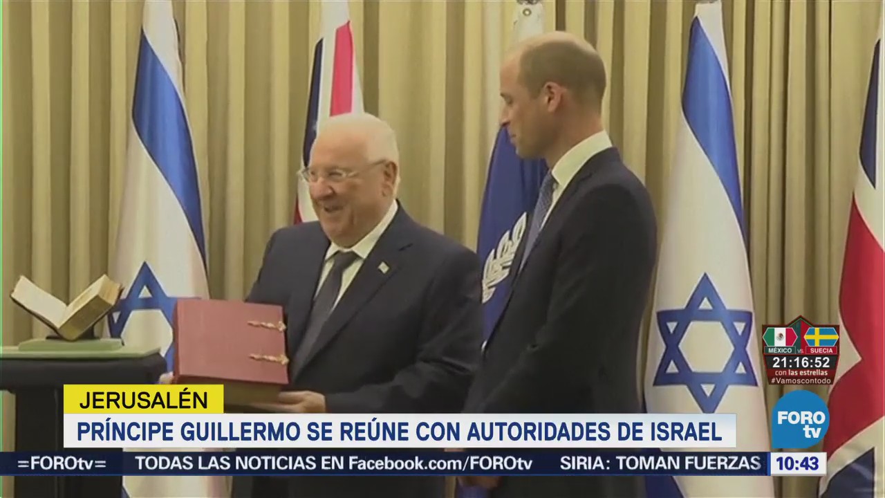 Príncipe Guillermo se reúne con autoridades de Israel