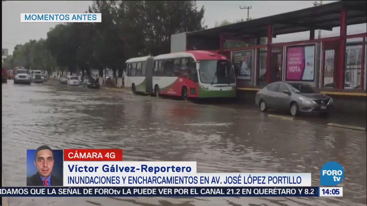 Reportan inundaciones en la avenida José López Portilllo, Tultitlán