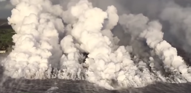 Inunda Lava Famosa Bahía hawaiana Volcán