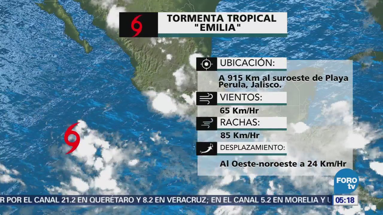 Se forma la tormenta tropical 'Emilia' en el Pacífico