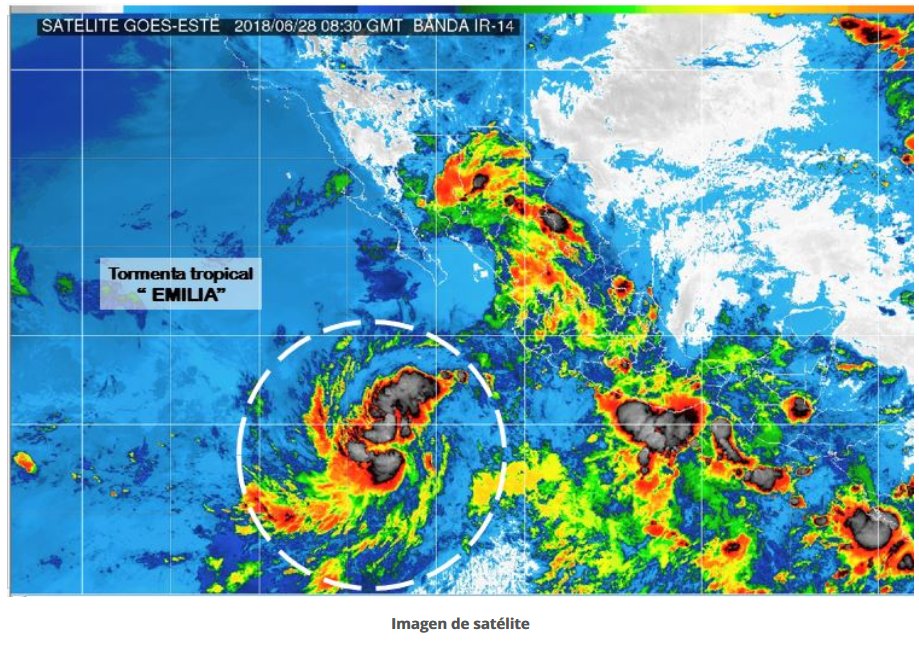 Depresión tropical se intensifica a tormenta tropical Emilia