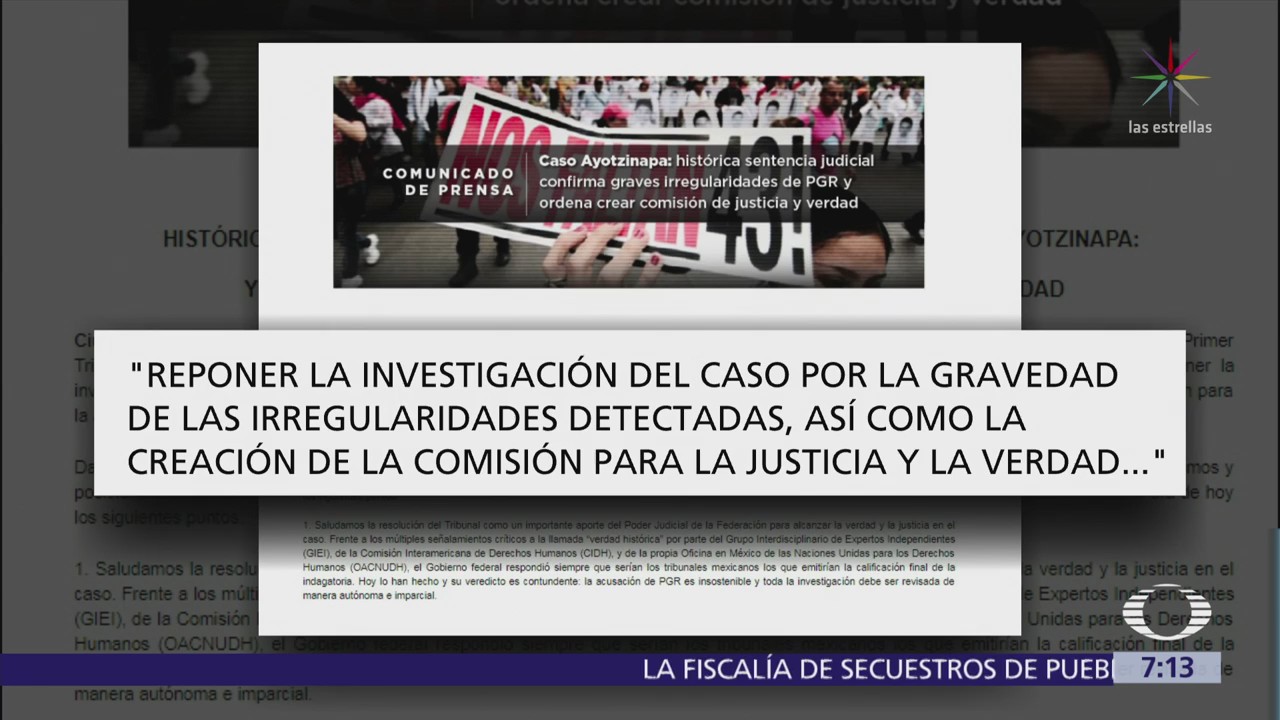 Tribunal ordena crear comisión de la verdad del caso Ayotzinapa