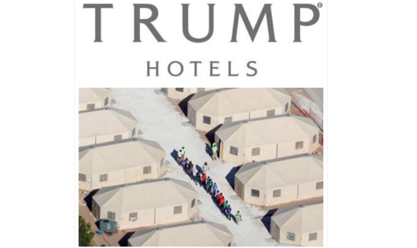 Parodian hoteles de Trump con imágenes de centros de detención