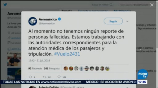 Aeroméxico Confirma Hay Muertos Accidente Avión Durango