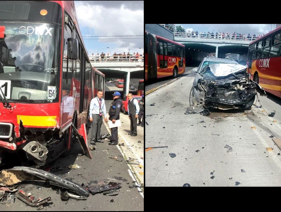 Choca camioneta particular contra Metrobús; hay 6 lesionados