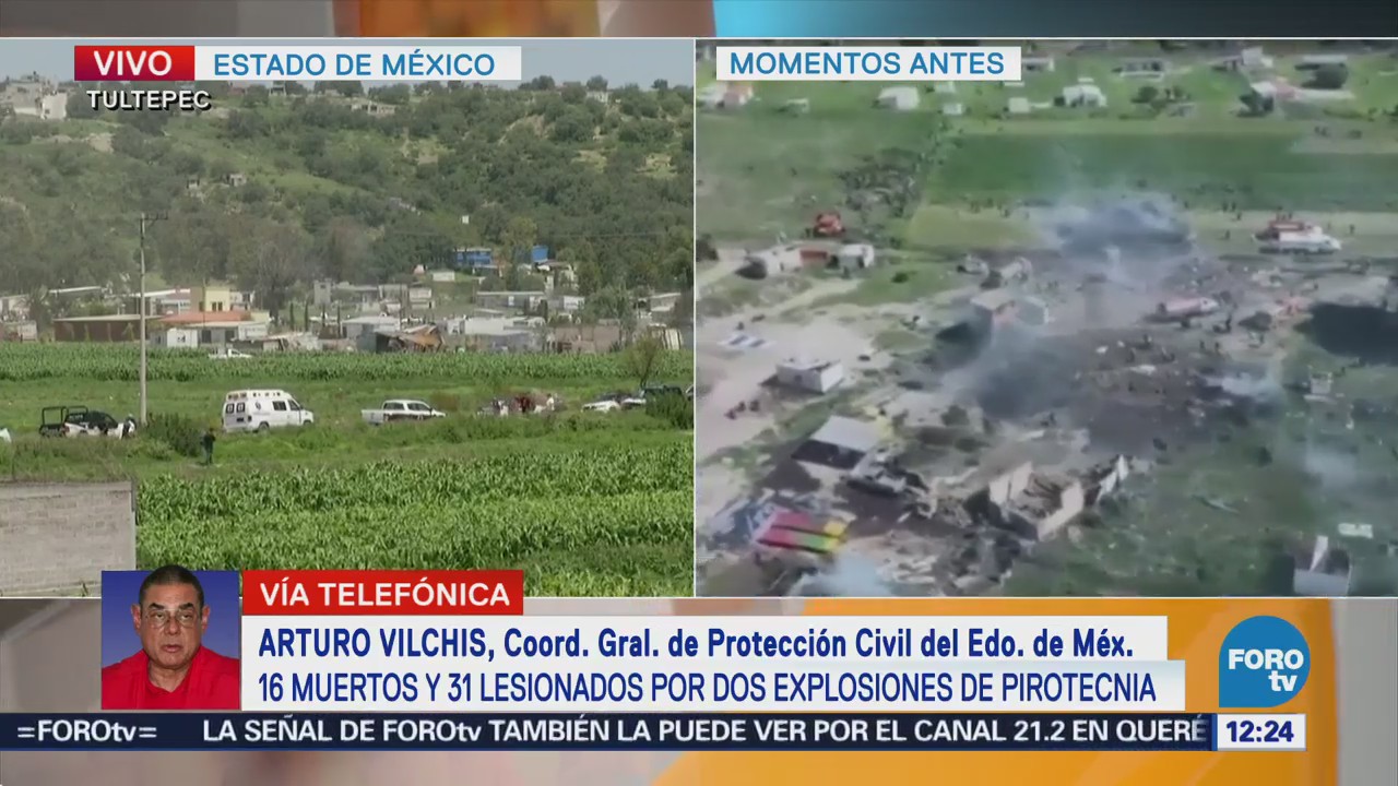 Confirman 16 muertos y 31 lesionados por explosiones en Tultepec