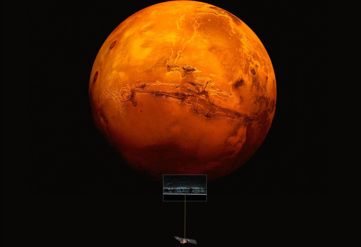 Descubren agua líquida en Marte bajo capa de hielo