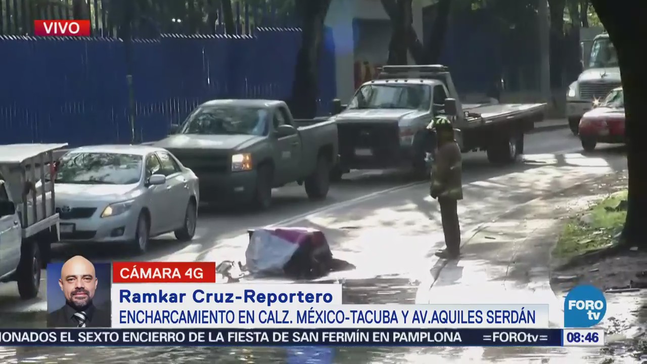 Encharcamiento provoca tránsito pesado en la calzada México-Tacuba