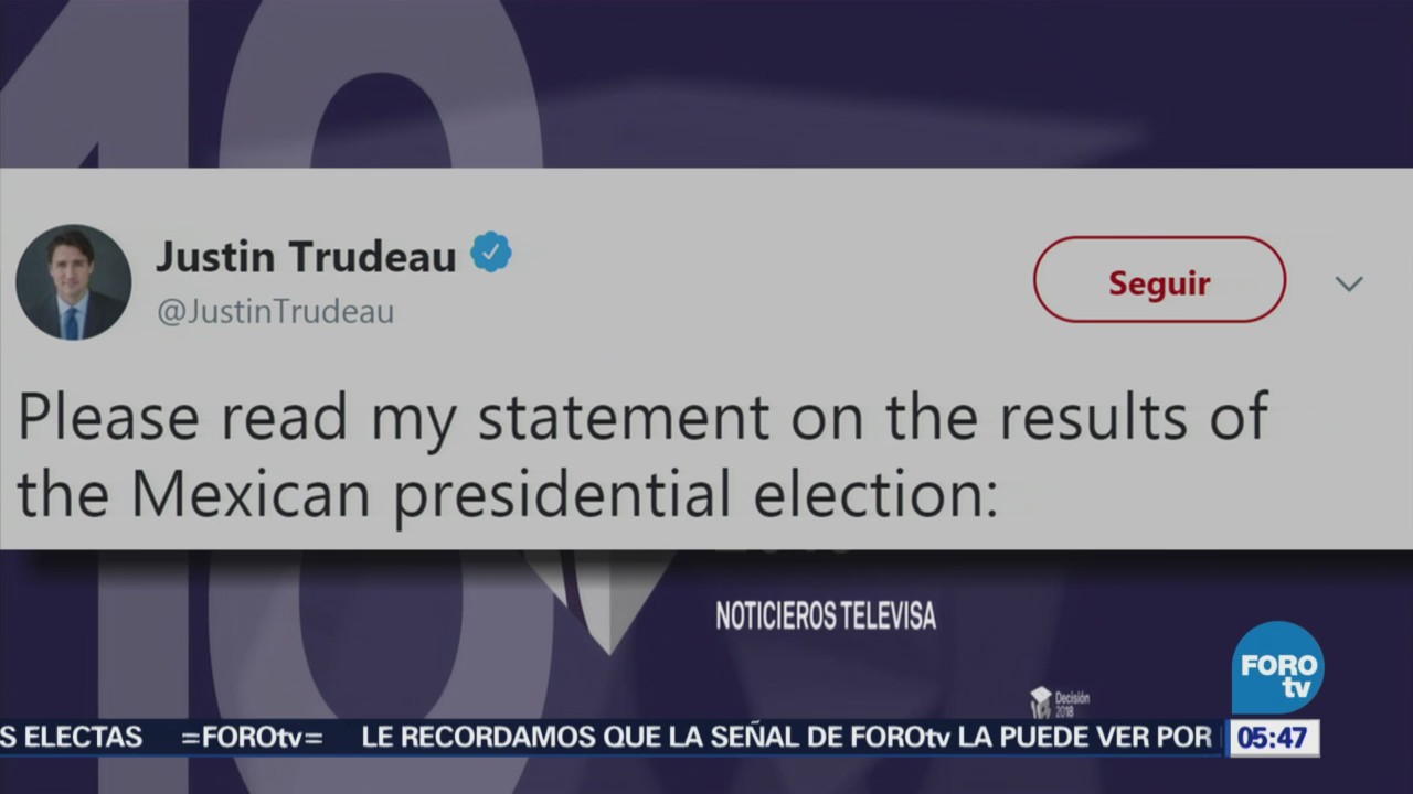 Justin Trudeau felicita a López Obrador