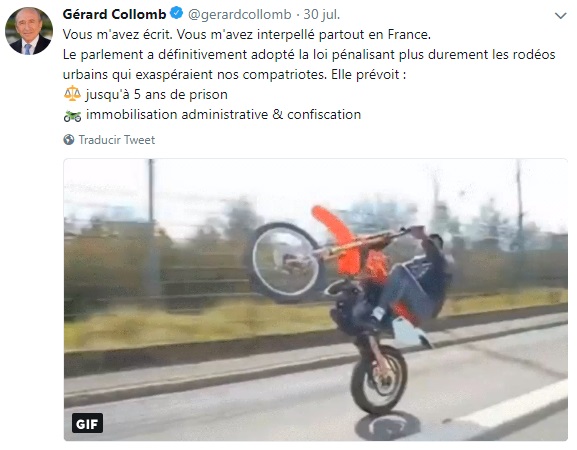 Francia castigará los rodeos urbanos en motos
