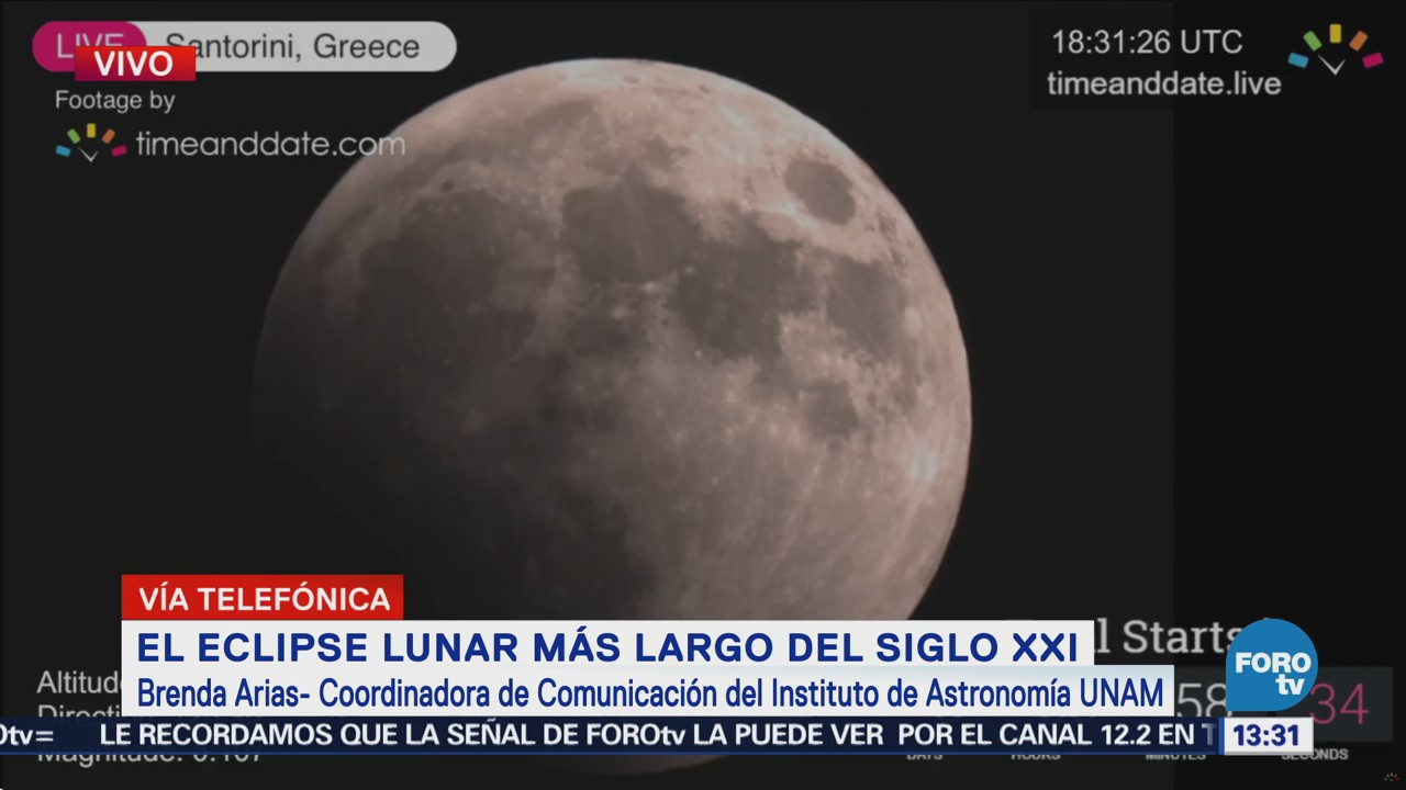 Inicia eclipse lunar más largo del siglo XXI