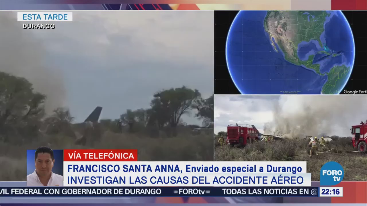 Investigan causas de accidente de avión en Durango