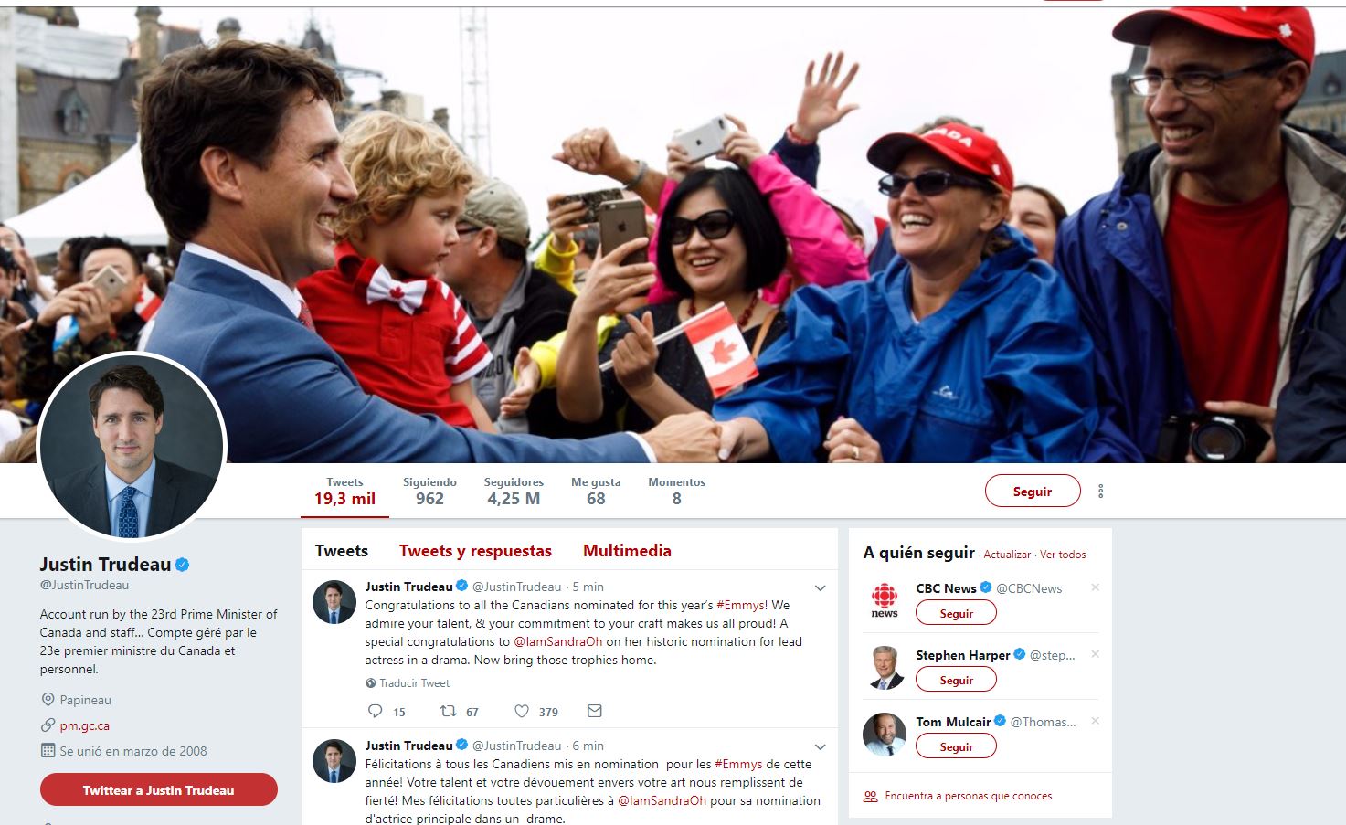 Trudeau pierde 30,000 seguidores en Twitter