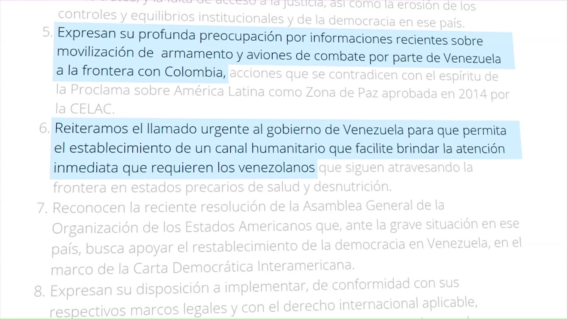 Grupo Lima Expresa Preocupación Venezuela