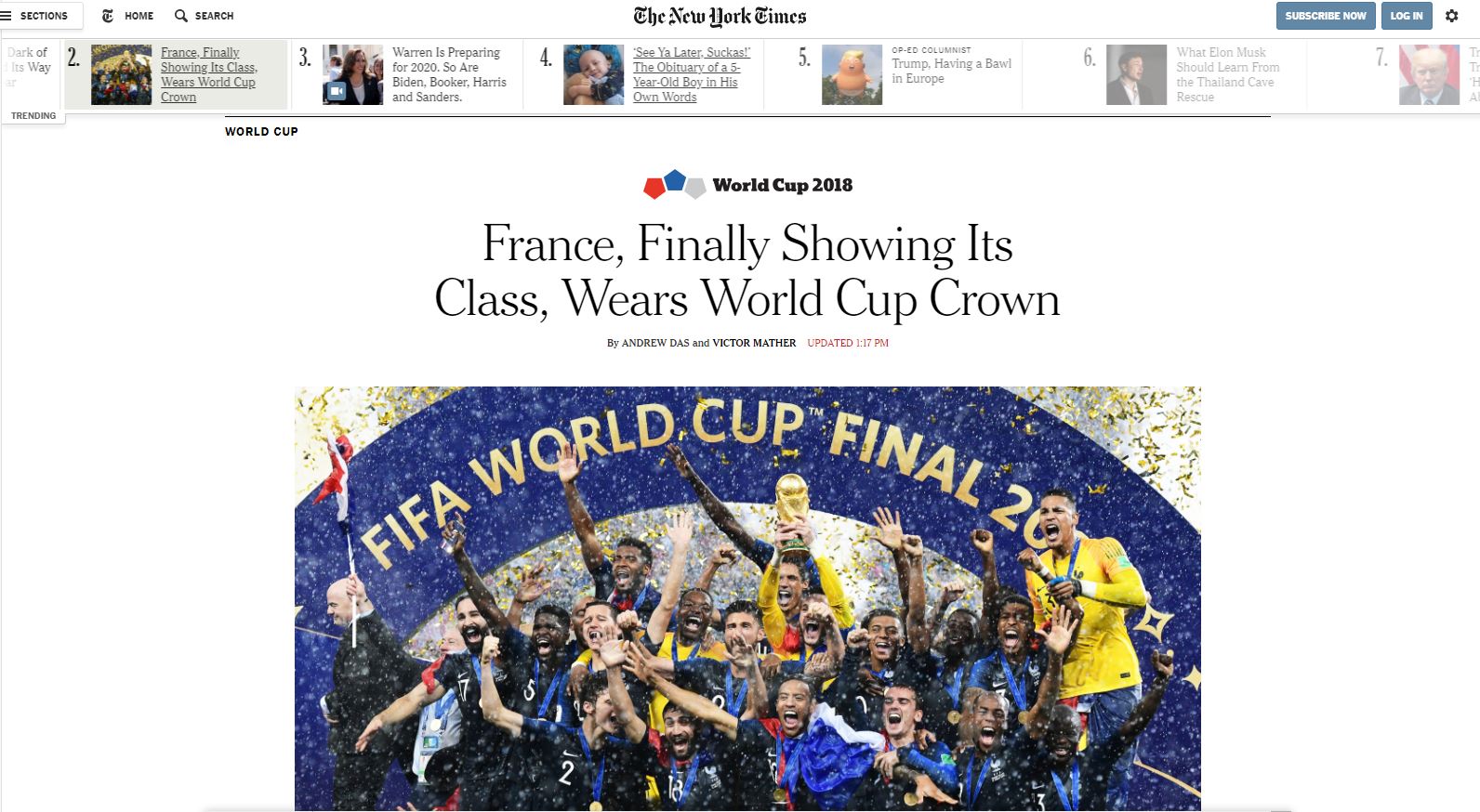 Prensa del mundo destaca victoria de Francia en el Mundial