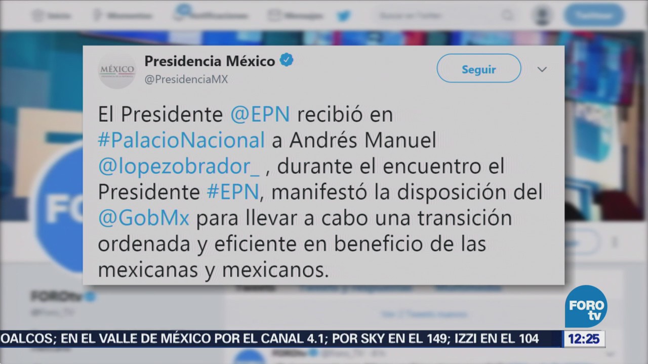 Peña Nieto manifiesta disposición para transición ordenada de Gobierno