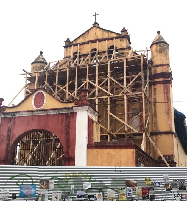 Reconstrucción de monumentos históricos dañados por sismo en Chiapas, al 30% de avance