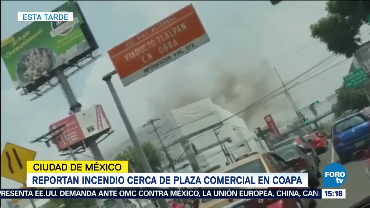 Reportan Incendio Plaza Comercial Coapa