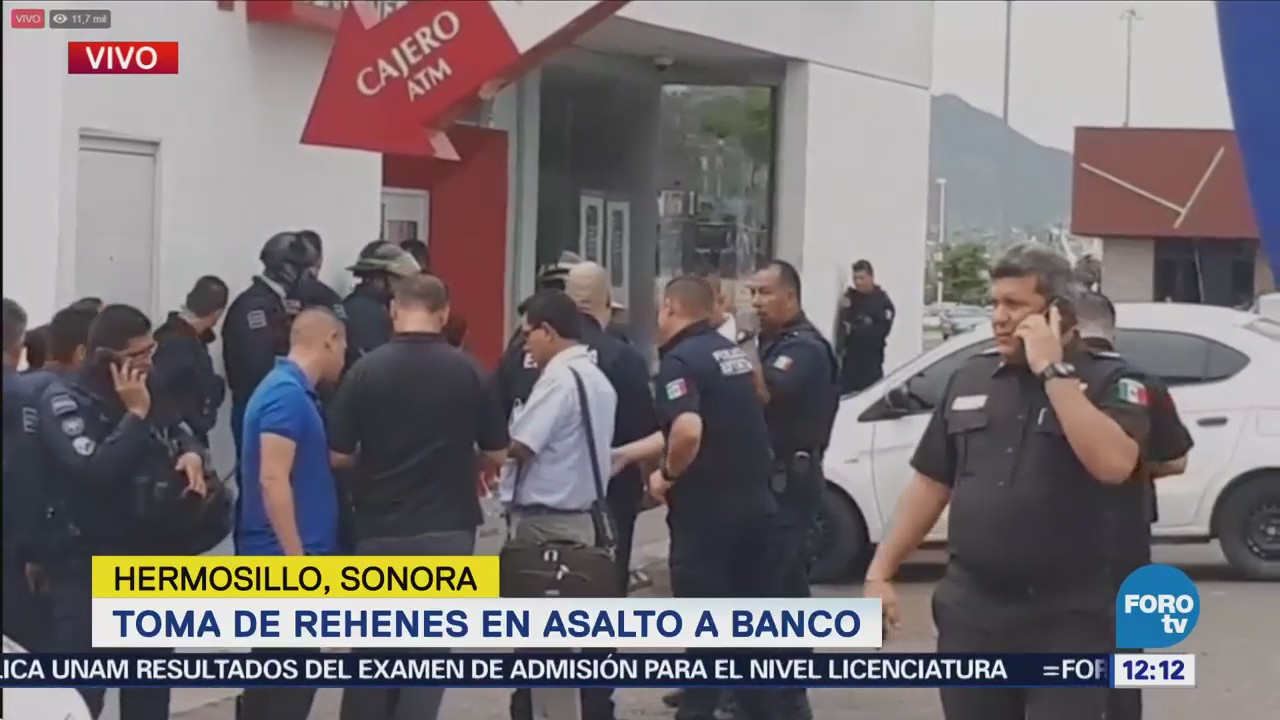 Reportan toma de rehenes tras intento de asalto a banco en Hermosillo