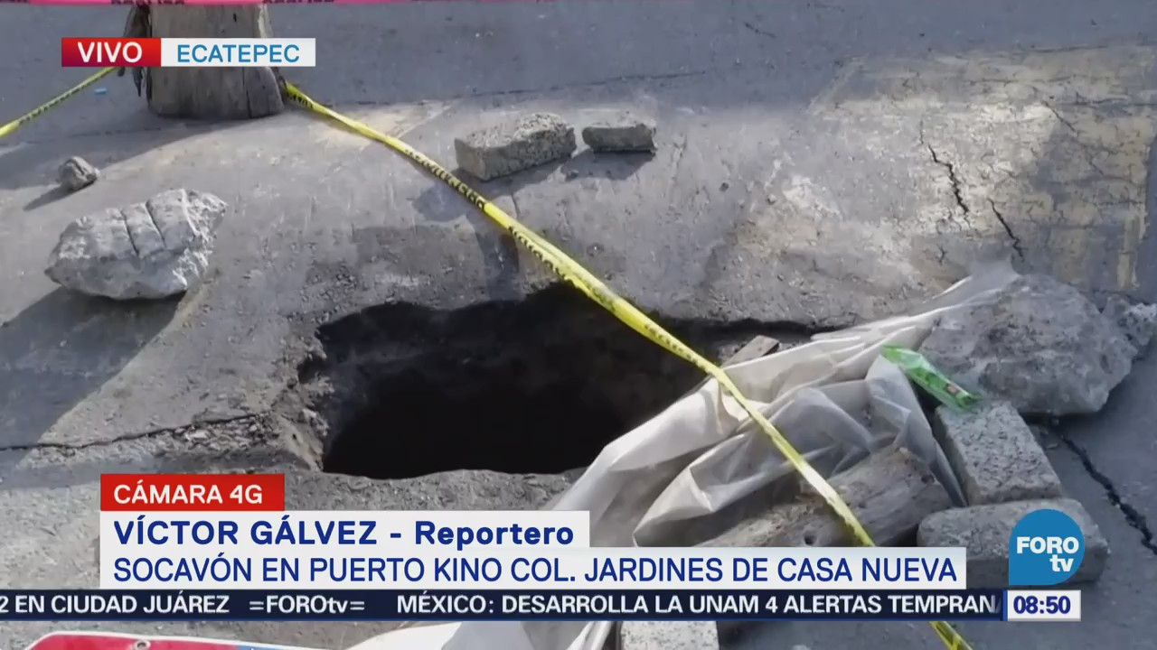 Reportan un socavón en Jardines de Casanueva, Ecatepec