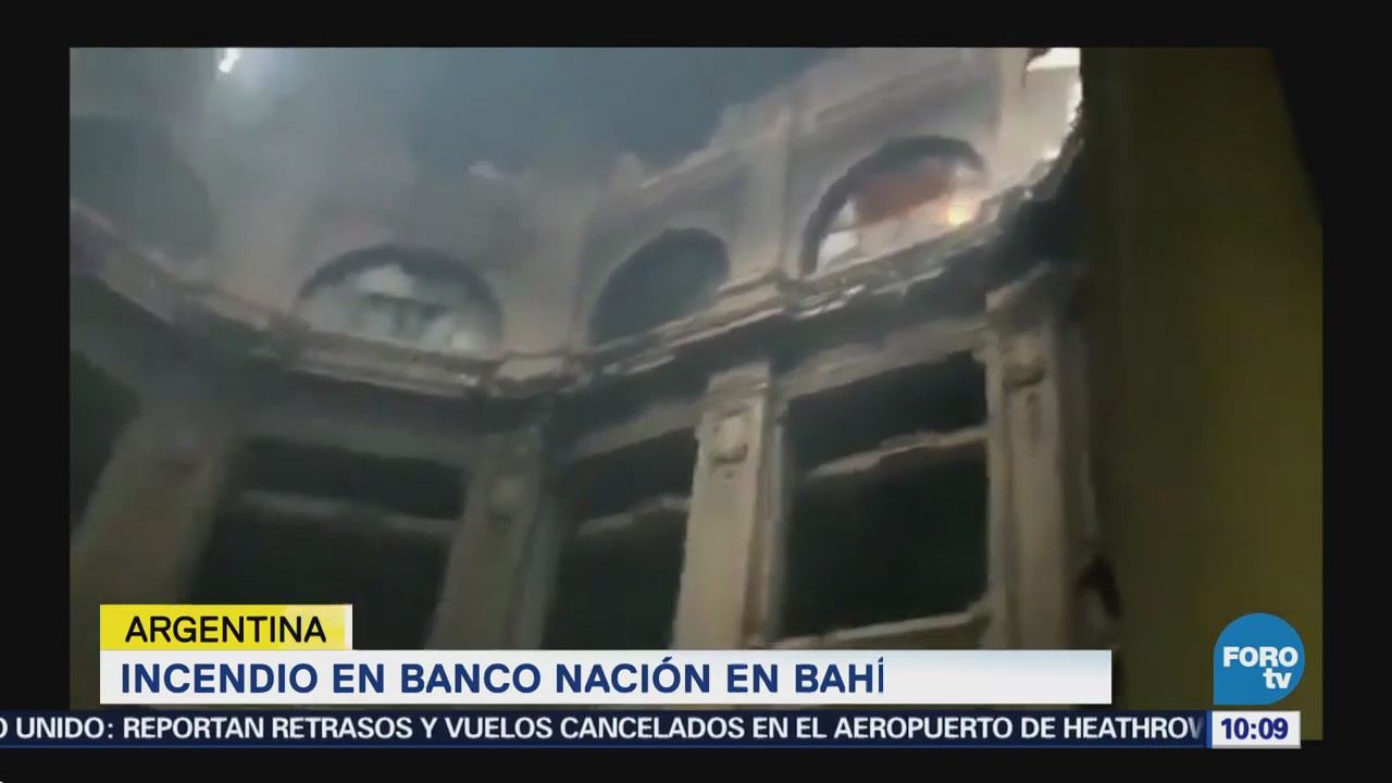 Incendia Banco Nacional Bahía Blanca Argentina