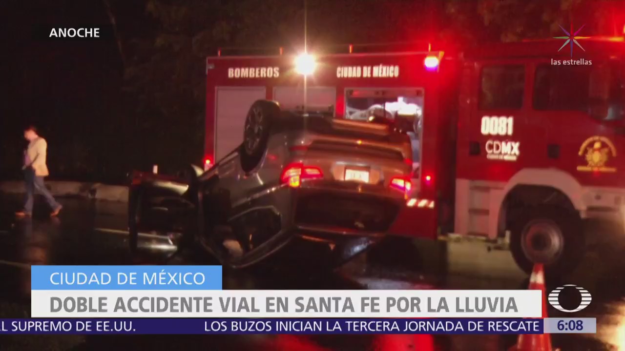 Se registra doble accidente vial en Santa Fe, CDMX