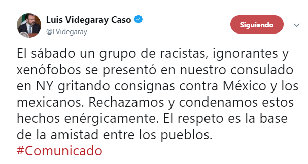 México denuncia actos de racismo en consulado de Nueva York