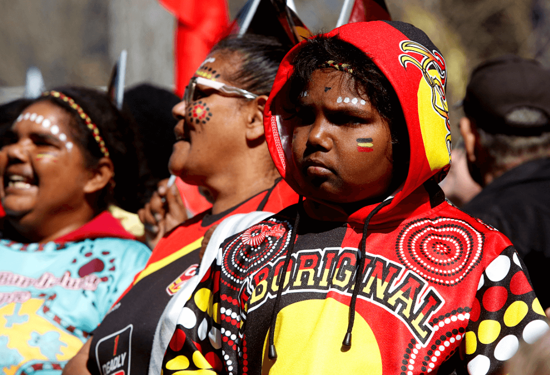 Aborígenes en Australia marchan por sus derechos territoriales. (EFE) 