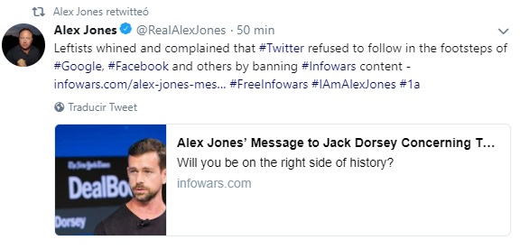 Twitter explica por qué no censura al periodista Alex Jones 