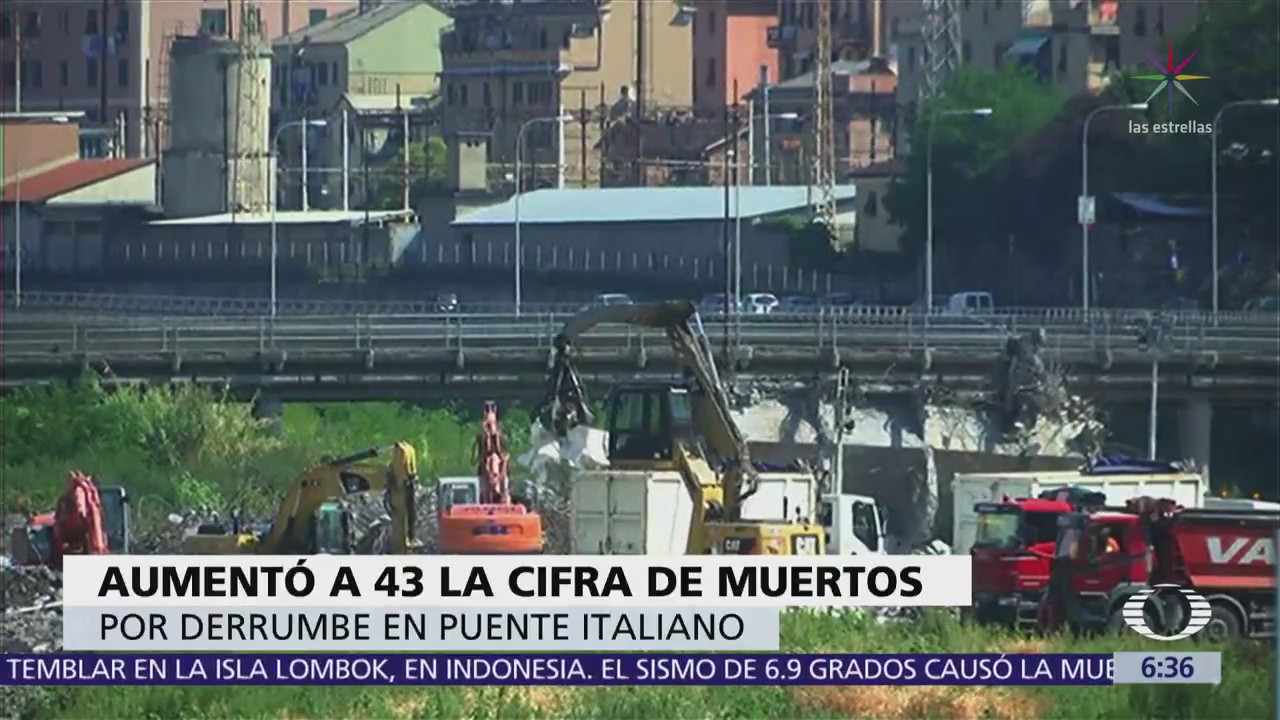 Aumenta a 43 la cifra de muertos por derrumbe puente italiano