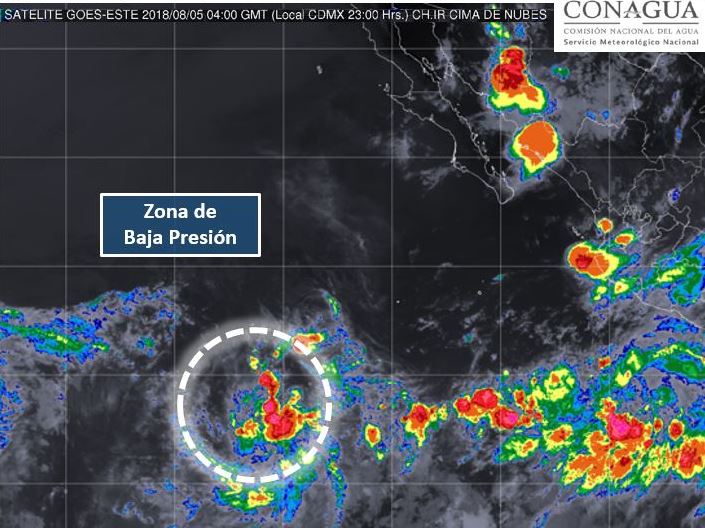 Zona de baja presión se localiza en costas de Baja California Sur