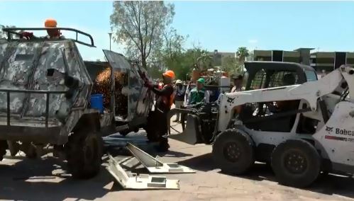 Destruyen vehículo blindado, decomisado a presuntos delincuentes en Sonora