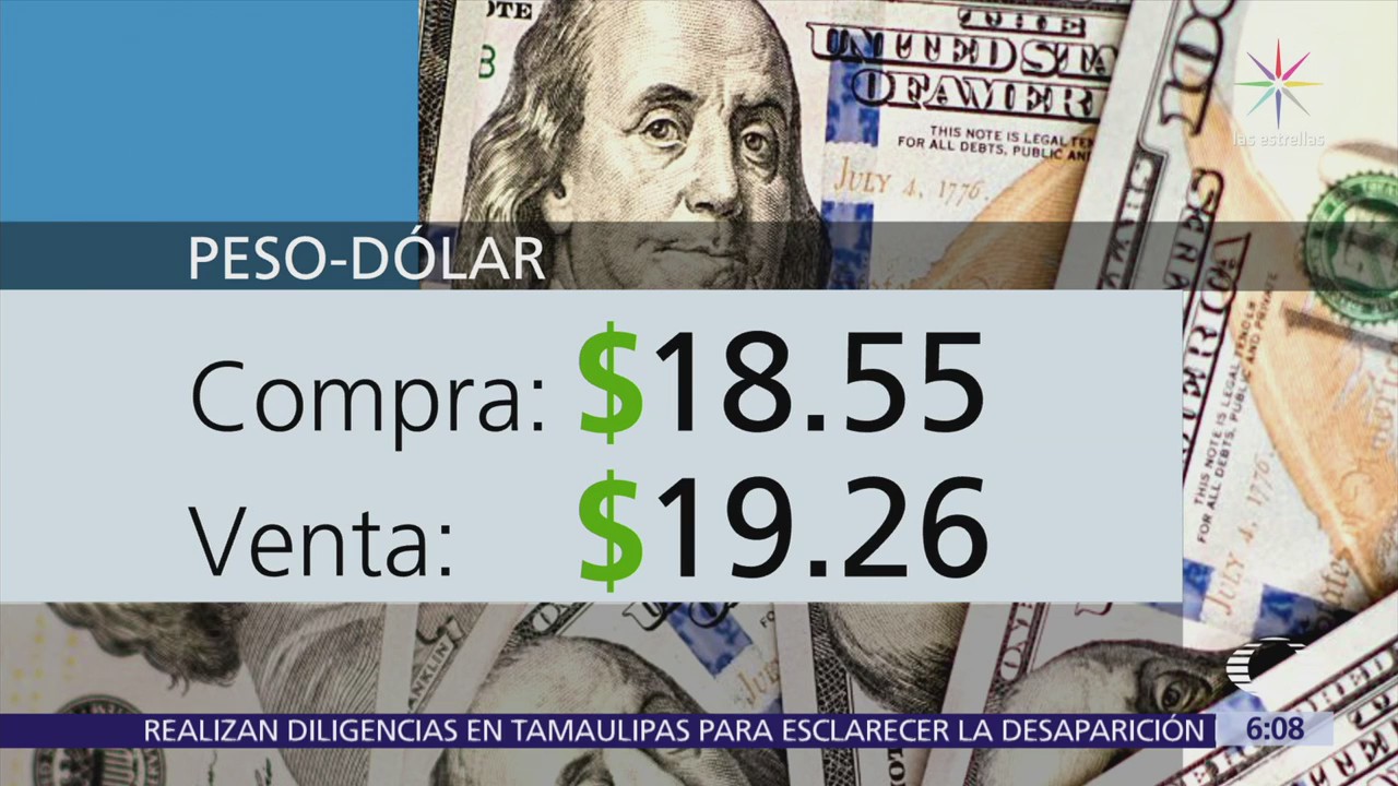 El dólar se vende 19.26 y 18.55 a la compra