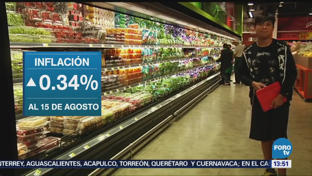 Inflación en México crece 0.34 por ciento en agosto: INEGI