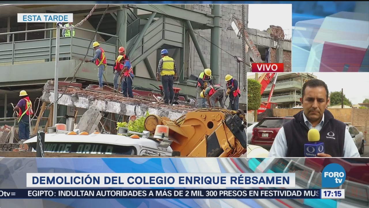 Trabajan Demolición Colegio Enrique Rébsamen
