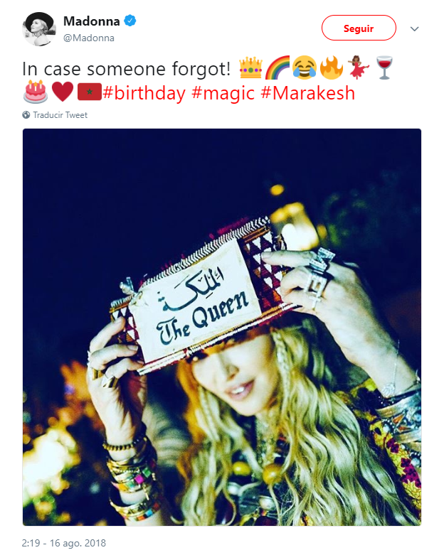 Madonna publica tuit por su cumpleaños número 60. (@Madonna)