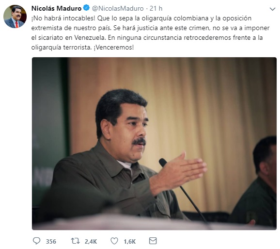 Maduro advierte no habrá intocables al investigar atentado