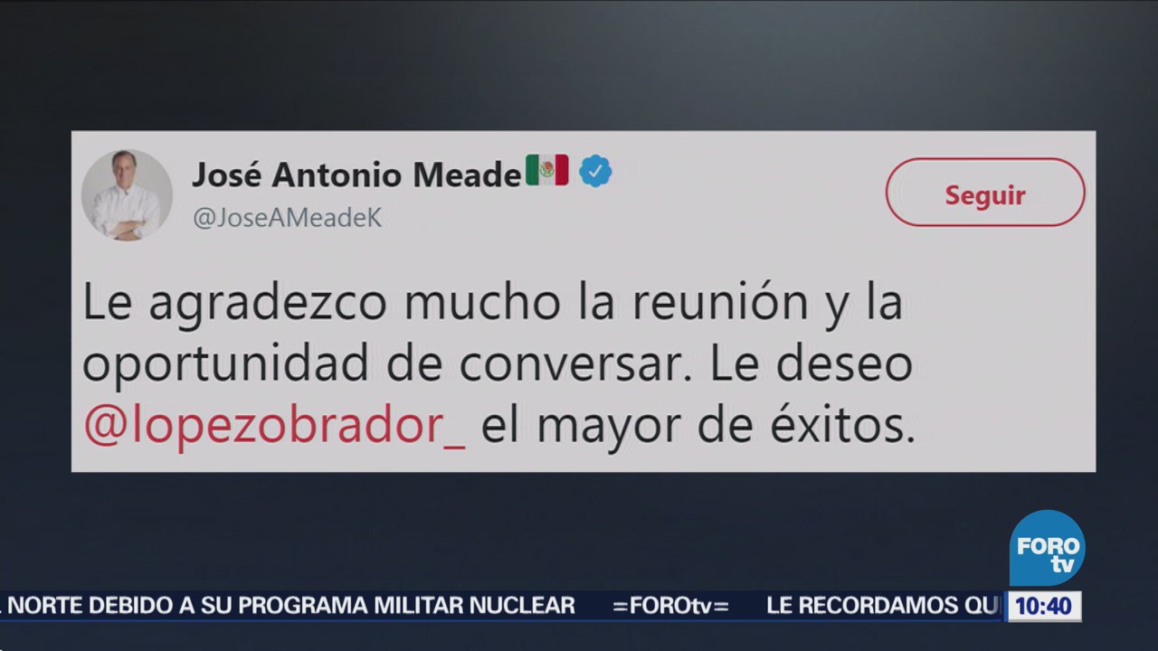 Meade agradece a López Obrador la reunión