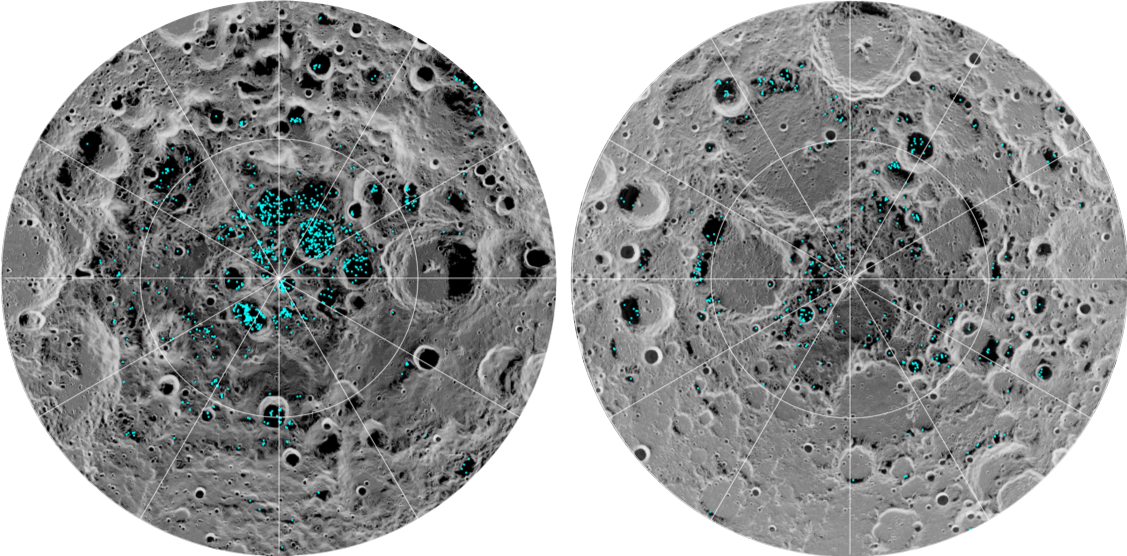 NASA confirma que hay hielo en los polos de la Luna