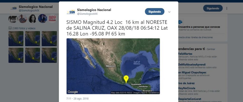 Oaxaca registra varios sismos leves este martes