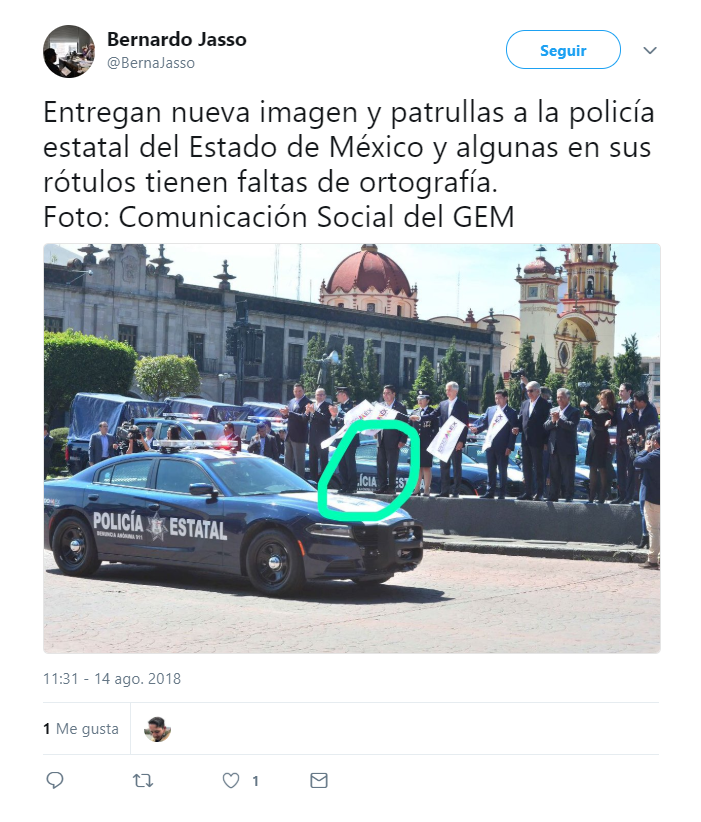 Policía mexiquense estrena patrullas con falta de ortografía