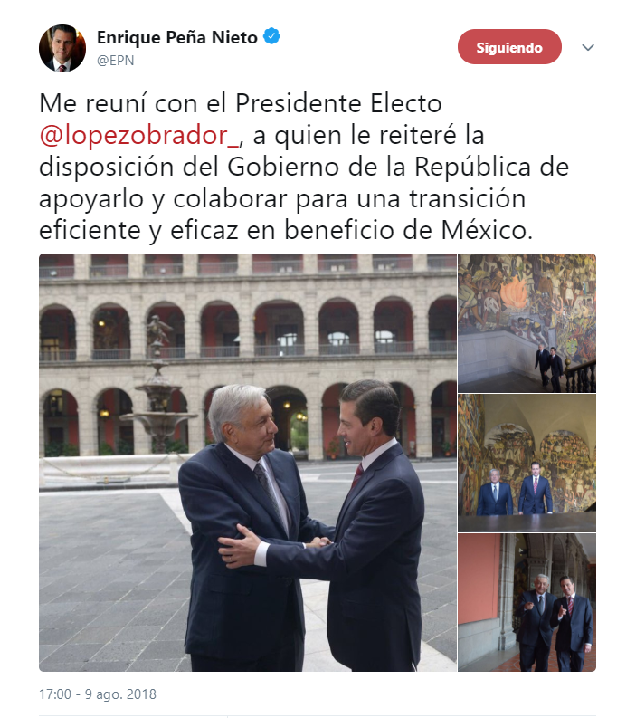 Reunión AMLO Peña Nieto inicia en Palacio Nacional