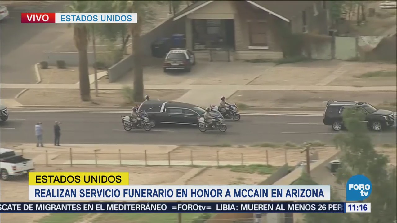 Realizan servicio funerario en honor a Mccain en Arizona, Estados Unidos