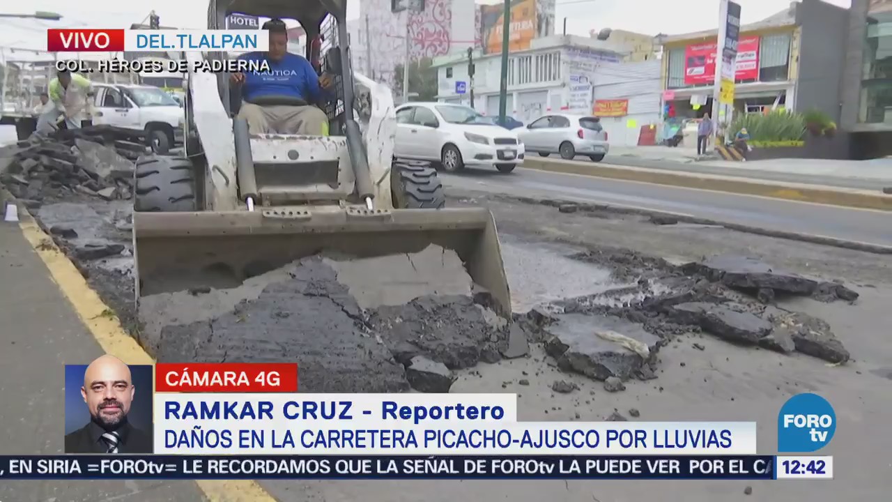 Reparan asfalto dañado por lluvias carretera Picacho-Ajusco