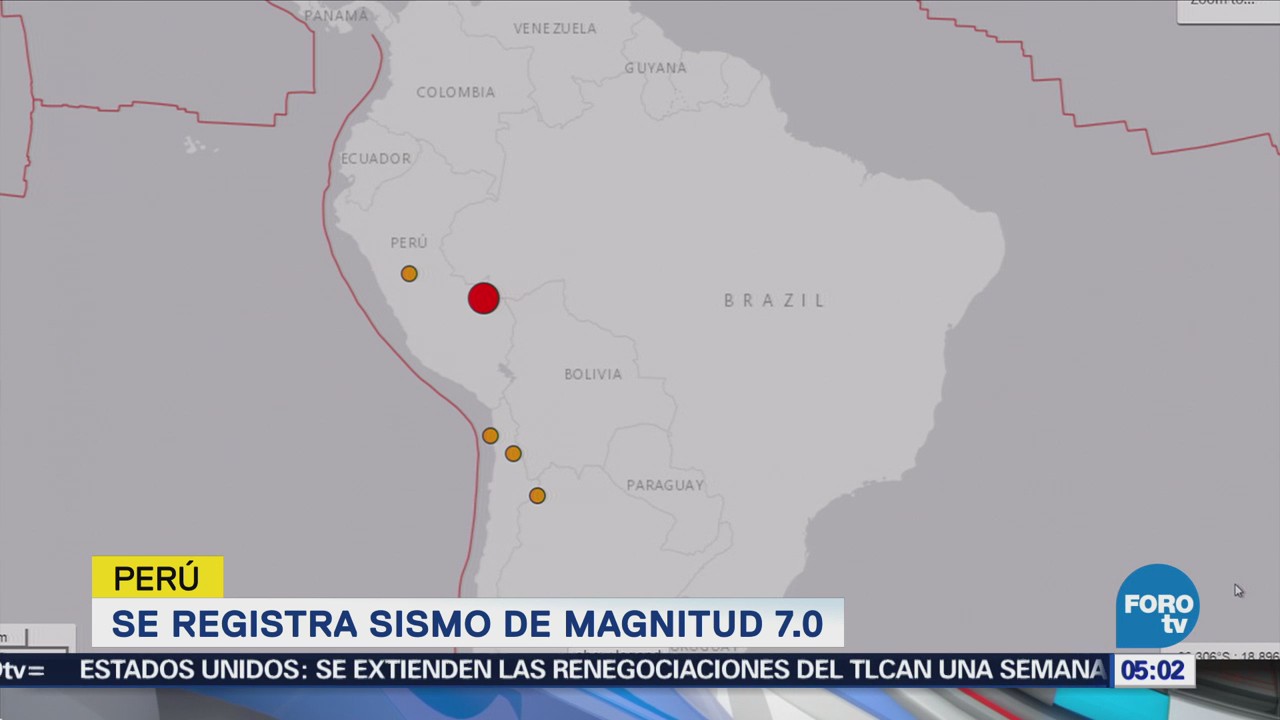 Se registra sismo de magnitud 7 en Perú