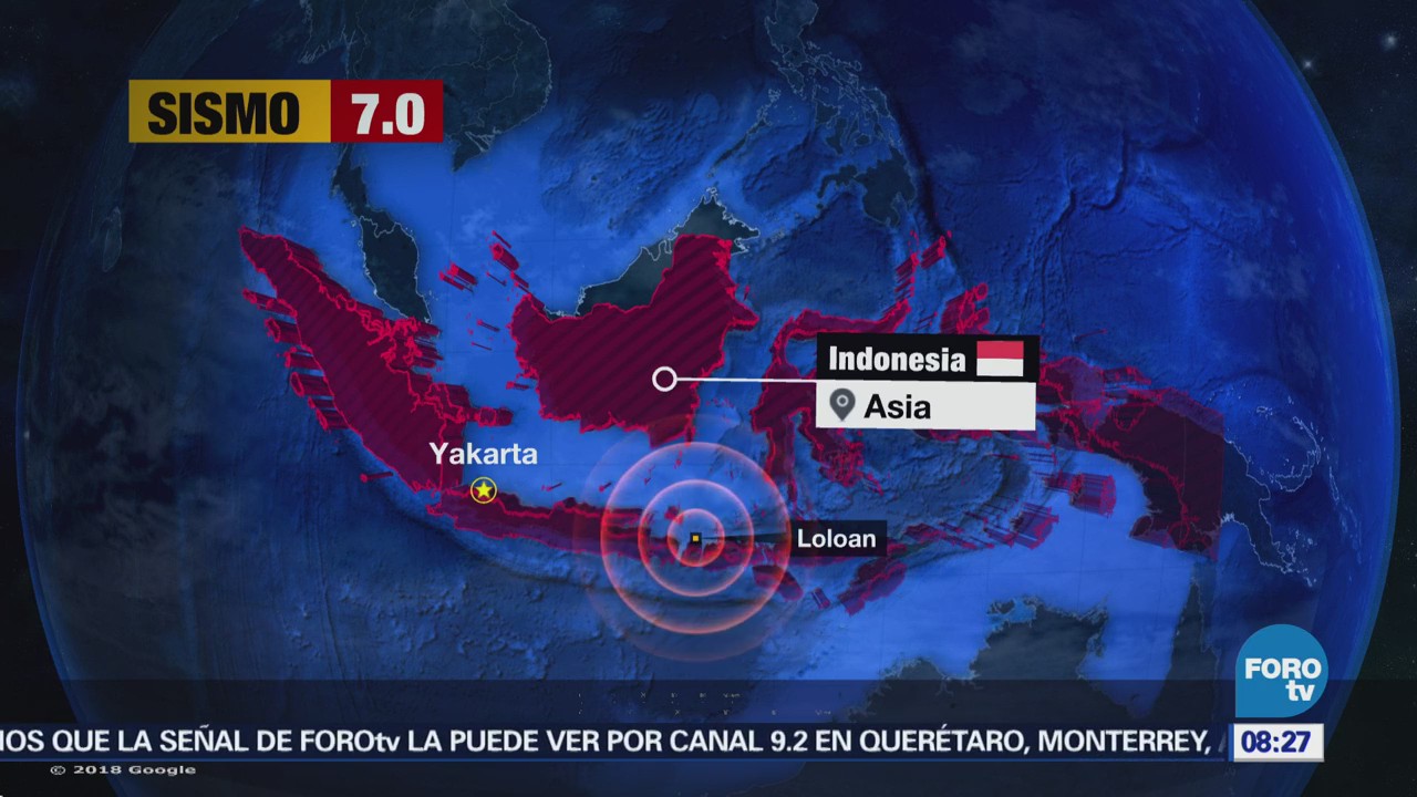 Sismo de magnitud 7.0 sacude a Indonesia