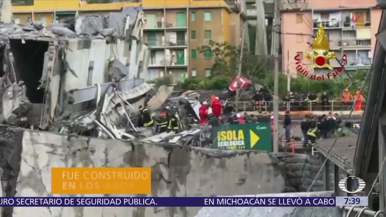 Suman 37 muertos por colapso del puente Morandi en Genova