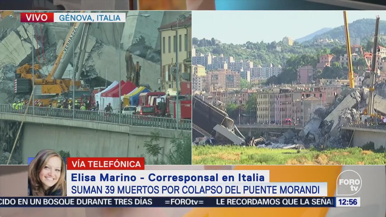 Suman 39 muertos por colapso de puente en Génova
